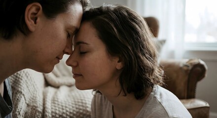 Couple touching foreheads in an intimate moment