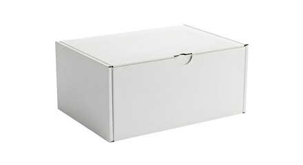 Realistic white delivery box with handle and lock isolated on transparent background