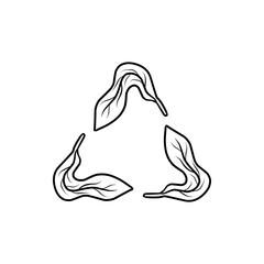 Natural Recycling Symbol Created with Green Leaves Line Art