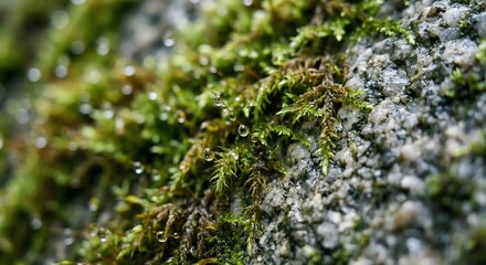 Close-up of green moss growing on a rock surface