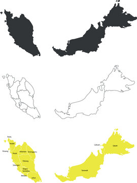 Malaysia Map Vector Illustration with States
