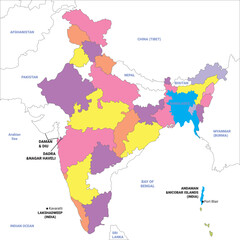 Fototapeta premium map of india with neighbour countries