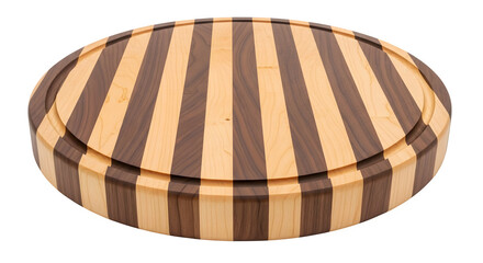 Stacked circular containers with brown and beige striped pattern isolated on transparent background