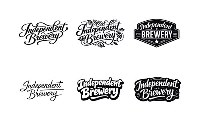 Obraz premium Creative Brewery Lettering. Independent brewery lettering. Set lettering. harmonious lettering variations of the same emblematic concept, each with different