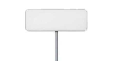 Clean white signpost with metal pole for text or message isolated on transparent background