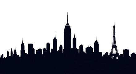 Obraz premium Skyline Silhouette: Iconic Cityscape with Landmarks