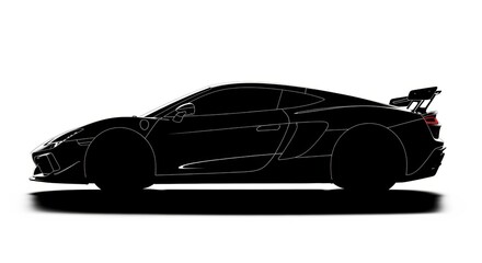 Obraz premium Sleek Black Sports Car Silhouette on White