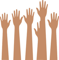 Obraz premium Brown Hands Raised Up in Air