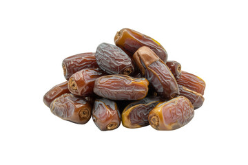 Fototapeta premium Pile of brown dates fruit isolated on a transparent background
