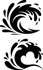 Dynamic Water Splash Wave Silhouette Vector Logo Collection