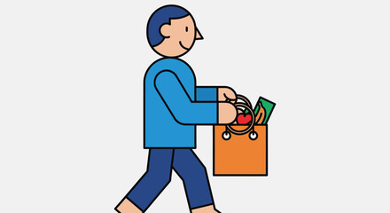 Man carrying shopping bag items.