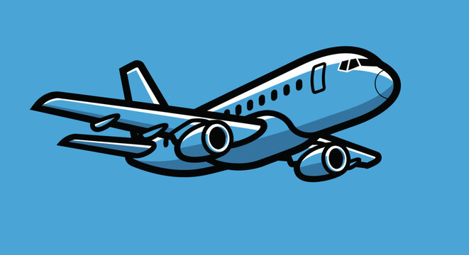 Airplane in the blue sky.
