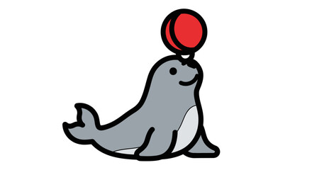 Cartoon Seal Playing with Ball. © Apolobay