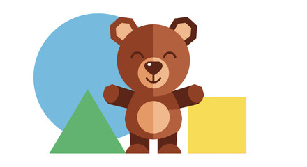 Naklejka premium Cartoon Brown Bear Character Smiling.