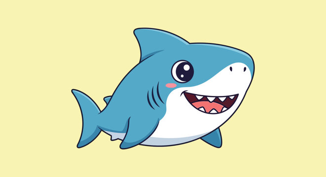 Cartoon Shark Character with Big Smile.