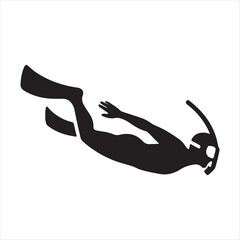 snorkeler under water vector silhouette line art logo design collection