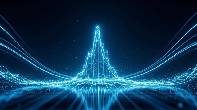Cinematic Futuristic Digital Analytics Wave with Rising Data Graph and Floating Particles 4K Seamless Loop