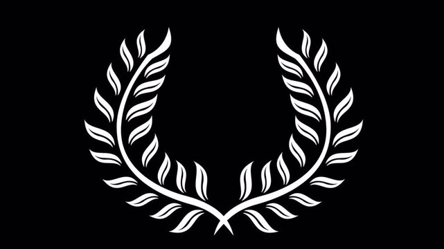 Elegant White Laurel Wreath on Black Background - Symbol of Victory and Achievement.