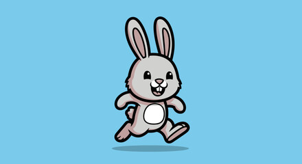 Obraz premium Happy Cartoon Rabbit Running Freely.