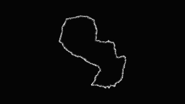 Sketch Paraguay outline map animation - smooth progressive reveal
