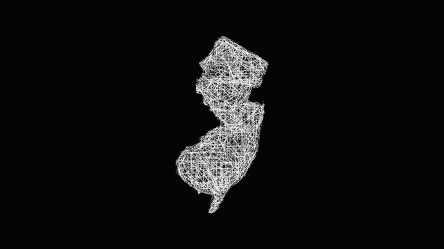 Sketch New Jersey outline map animation - smooth progressive reveal