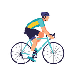 Obraz premium Cyclist Riding Bicycle, Sportive Male Athlete on Road Bike, Vector Illustration