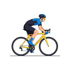 Obraz premium Cyclist Riding Yellow Bicycle - Healthy Lifestyle and Sport Illustration