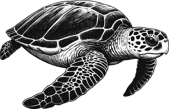 Sea Turtle Line Art linework sketch hand drawn pen drawing vector illustration svg