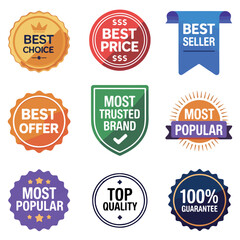 Best Price, Best Offer & Most Popular Labels – Marketing Badge Vector Set © MDMONIR