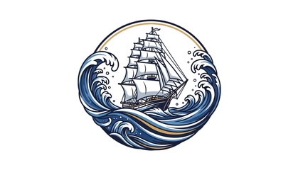 Vintage Sailing Ship Ocean Waves. © Suro