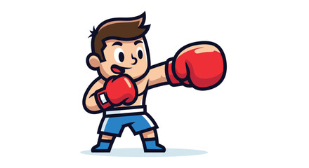 Obraz premium Cartoon Boy Wearing Boxing Gloves.