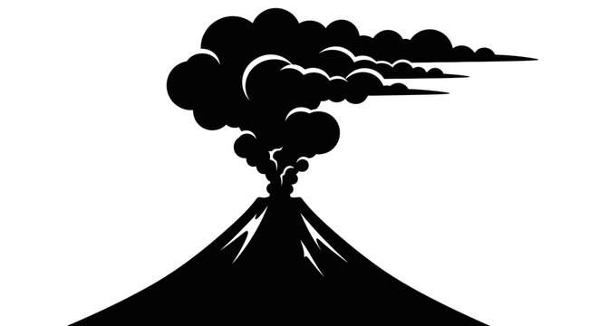 Volcano Eruption Smoke Silhouette.