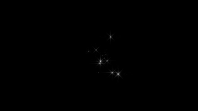 Luxury white glitter sparkle line trail with pixie dust path and shining stars, christmas magic twinkle animation isolated on black screen background, seamless 4k loop video