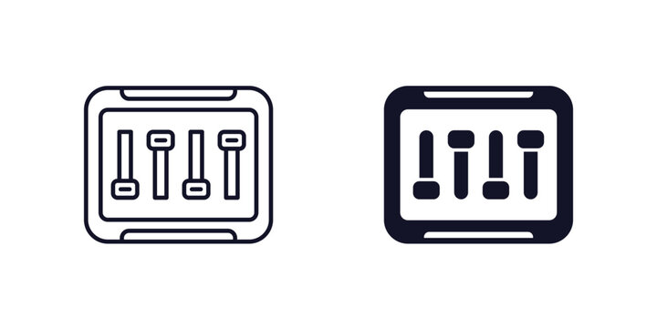 fuse box icons, line and solid design