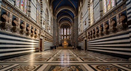Obraz premium Ornate Cathedral Interior with Vaulted Ceiling.