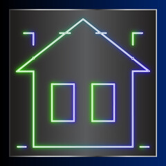 Neon House Icon Glowing Sign Real Estate Property Vector Illustration Design Element