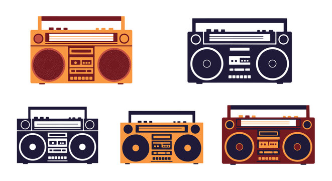 Boom Box Line art modern colorful abstract illustration