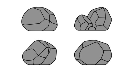 Boulder Line art filled flat design abstract elegant tone illustration © Amena