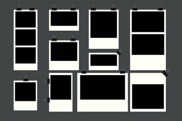 Blank Instant Photo Frames Collage Mockup Display on Wall
