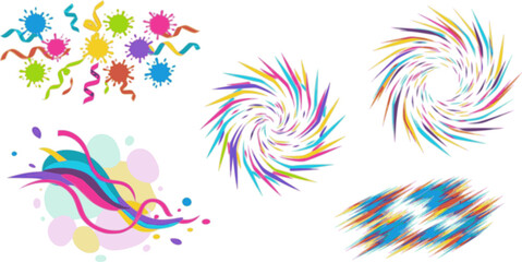 Colorful spiral swirl elements set collection