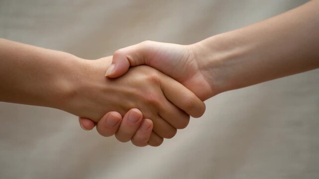 Close up of two people shaking hands in agreement. 4k Footage Video