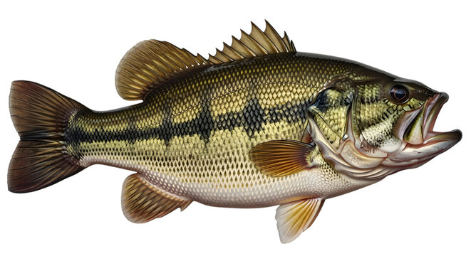 Large mouth bass fish with open mouth