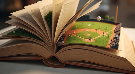 Baseball field emerges from book pagesbaseball, 
