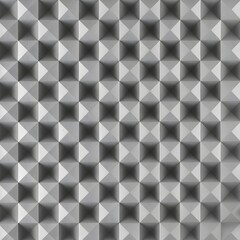 Geometric pattern of light and shadow on gray squares and pyramids, abstract background, architectural design