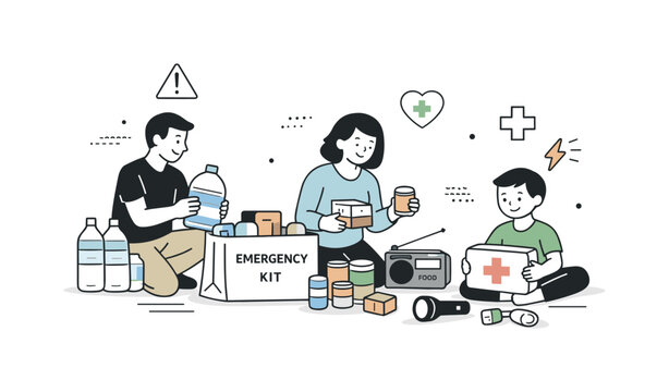 Emergency Kit Organization. Emergency preparedness for extreme w