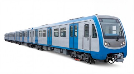 Fototapeta premium City electric train long train composition from wagons, isolated on white background