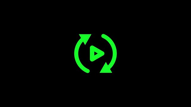Green circular arrows with play button