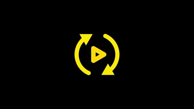 Yellow play button with circular arrows
