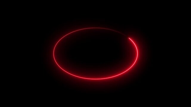 Glowing neon elipse with on black background animation.4k video