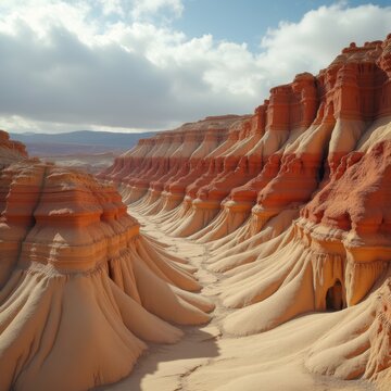 Striking Rocky Badlands Eroded Formations Intriguing Patterns and Textures in Dramatic Earth Tones